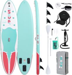 FunWater Inflatable Stand Up Paddle Board 10'6"/11"/11'6" Paddle Board for Adults & Youth, Paddleboards Inflatable with Premium SUP Accessories, Wide Stable, Non-Slip Comfort Deck