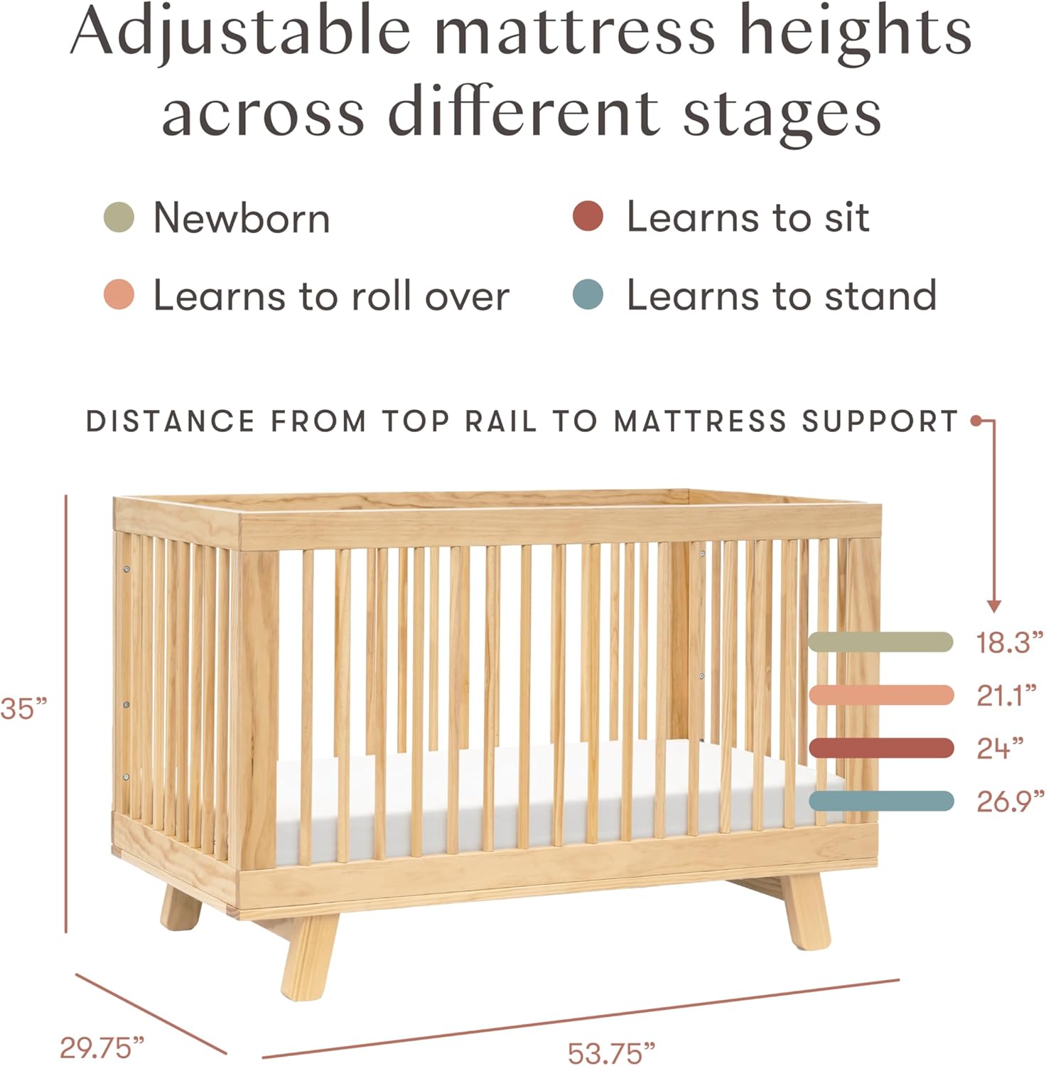 Babyletto Hudson 3-in-1 Convertible Baby Crib - Baby Bed with 4 Adjustable Heights - Wooden Crib - Washed Natural Babyletto Hudson 3-in-1 Convertible Baby Crib - GREENGUARD Gold Certified - Convertible Crib to Toddler Bed and Daybed - Baby Bed with 4 Adjustable Heights - Wooden Crib - Washed Natural