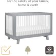 Babyletto Hudson 3-in-1 Convertible Baby Crib with Toddler Bed & Daybed Conversion - Strong, Durable & Easy to Assemble - GREENGUARD Gold Certified w/ 4 Adjustable Mattress Heights - Grey and White