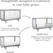 Babyletto Hudson 3-in-1 Convertible Baby Crib with Toddler Bed & Daybed Conversion - Strong, Durable & Easy to Assemble - GREENGUARD Gold Certified w/ 4 Adjustable Mattress Heights - Grey and White