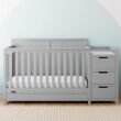 Graco Hadley All-in-One Convertible Crib & Changer (Pebble Gray) – GREENGUARD Gold Certified, Fits Standard Crib Mattress, Converts to Toddler Bed and Full Bed, 4 Adjustable Mattress Heights