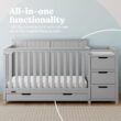 Graco Hadley All-in-One Convertible Crib & Changer (Pebble Gray) – GREENGUARD Gold Certified, Fits Standard Crib Mattress, Converts to Toddler Bed and Full Bed, 4 Adjustable Mattress Heights