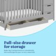 Graco Hadley All-in-One Convertible Crib & Changer (Pebble Gray) – GREENGUARD Gold Certified, Fits Standard Crib Mattress, Converts to Toddler Bed and Full Bed, 4 Adjustable Mattress Heights
