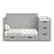 Graco Hadley All-in-One Convertible Crib & Changer (Pebble Gray) – GREENGUARD Gold Certified, Fits Standard Crib Mattress, Converts to Toddler Bed and Full Bed, 4 Adjustable Mattress Heights