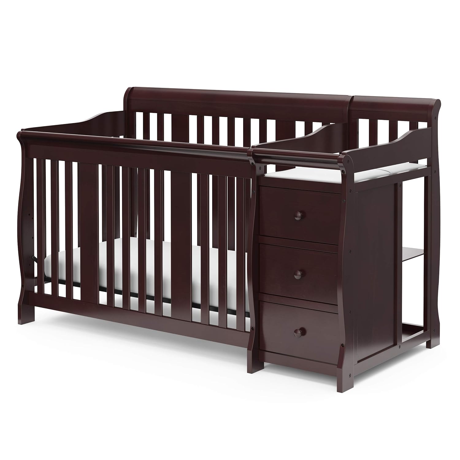 Storkcraft Portofino 5-in-1 Convertible Crib and Changer (Espresso) Storkcraft Portofino 5-in-1 Convertible Crib and Changer (Espresso) – Crib and Changing -Table Combo with 3 Drawers, Includes Baby Changing Pad, Converts to Full-Size Bed