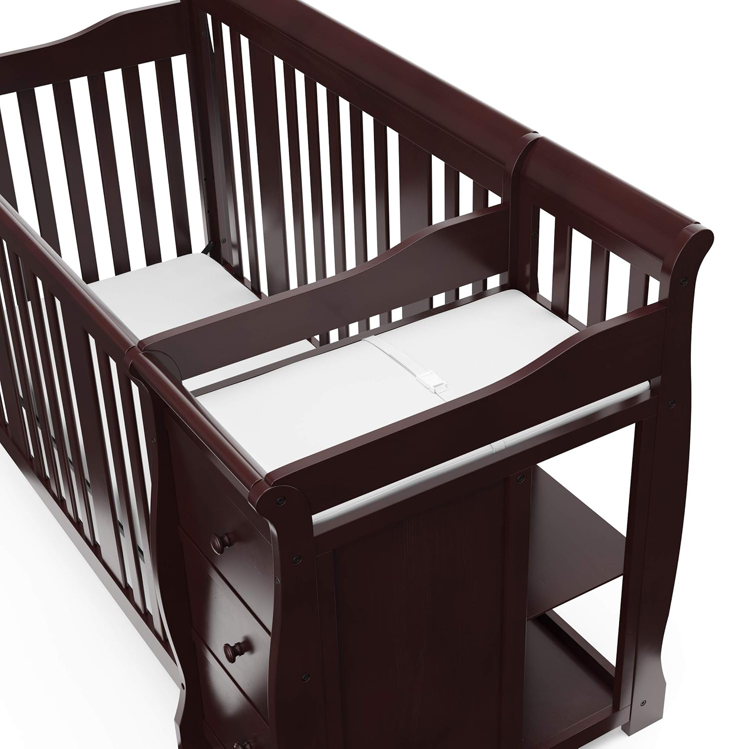 Storkcraft Portofino 5-in-1 Convertible Crib and Changer (Espresso) Storkcraft Portofino 5-in-1 Convertible Crib and Changer (Espresso) – Crib and Changing -Table Combo with 3 Drawers, Includes Baby Changing Pad, Converts to Full-Size Bed