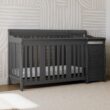 STORKCRAFT Portofino 4 In 1 Fixed Side Convertible Crib Changer, Gray STORKCRAFT Portofino 4 In 1 Fixed Side Convertible Crib Changer, Gray