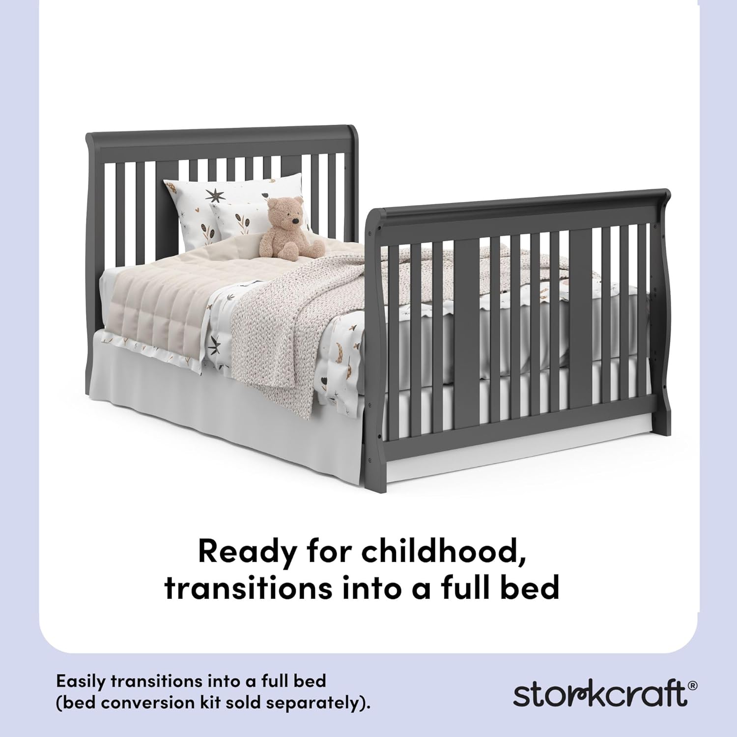 STORKCRAFT Portofino 4 In 1 Fixed Side Convertible Crib Changer, Gray STORKCRAFT Portofino 4 In 1 Fixed Side Convertible Crib Changer, Gray
