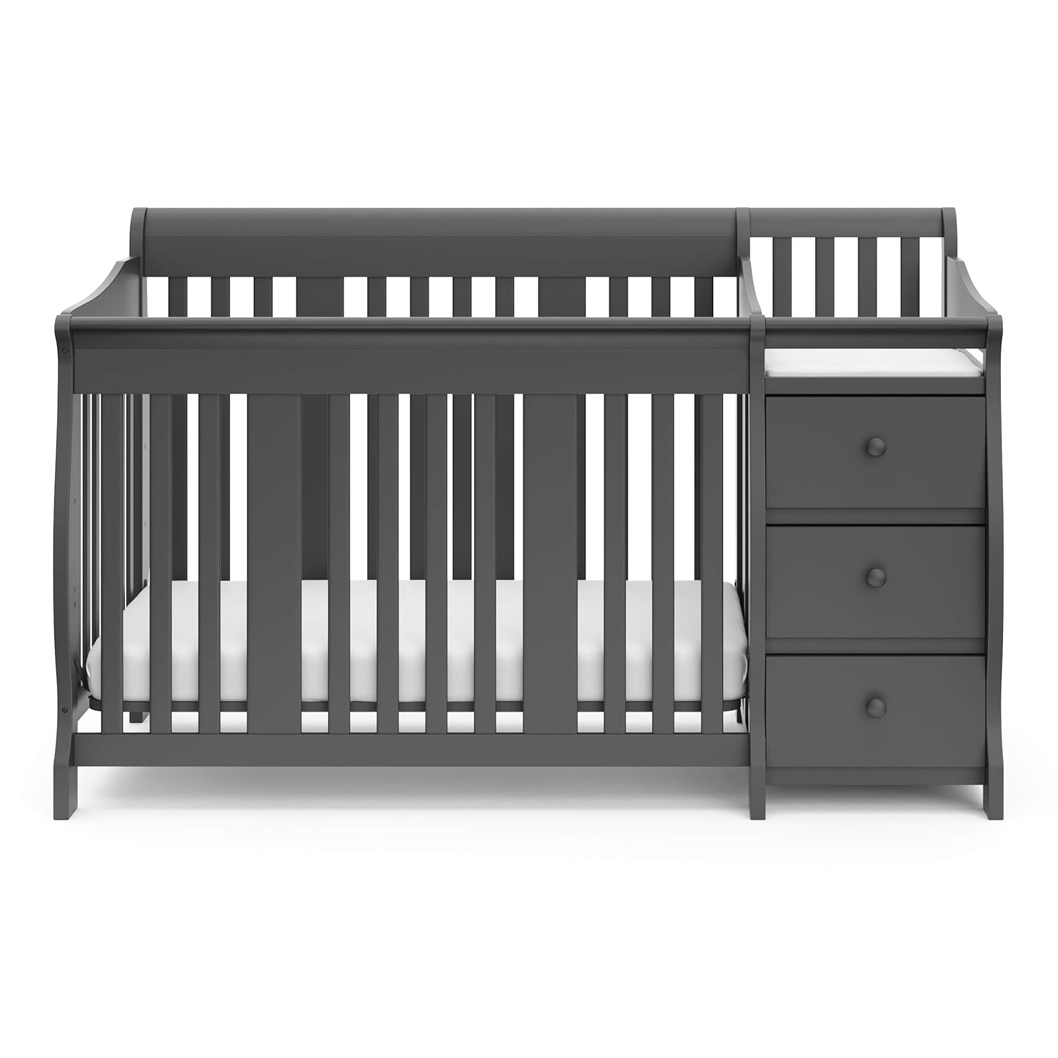 STORKCRAFT Portofino 4 In 1 Fixed Side Convertible Crib Changer, Gray STORKCRAFT Portofino 4 In 1 Fixed Side Convertible Crib Changer, Gray