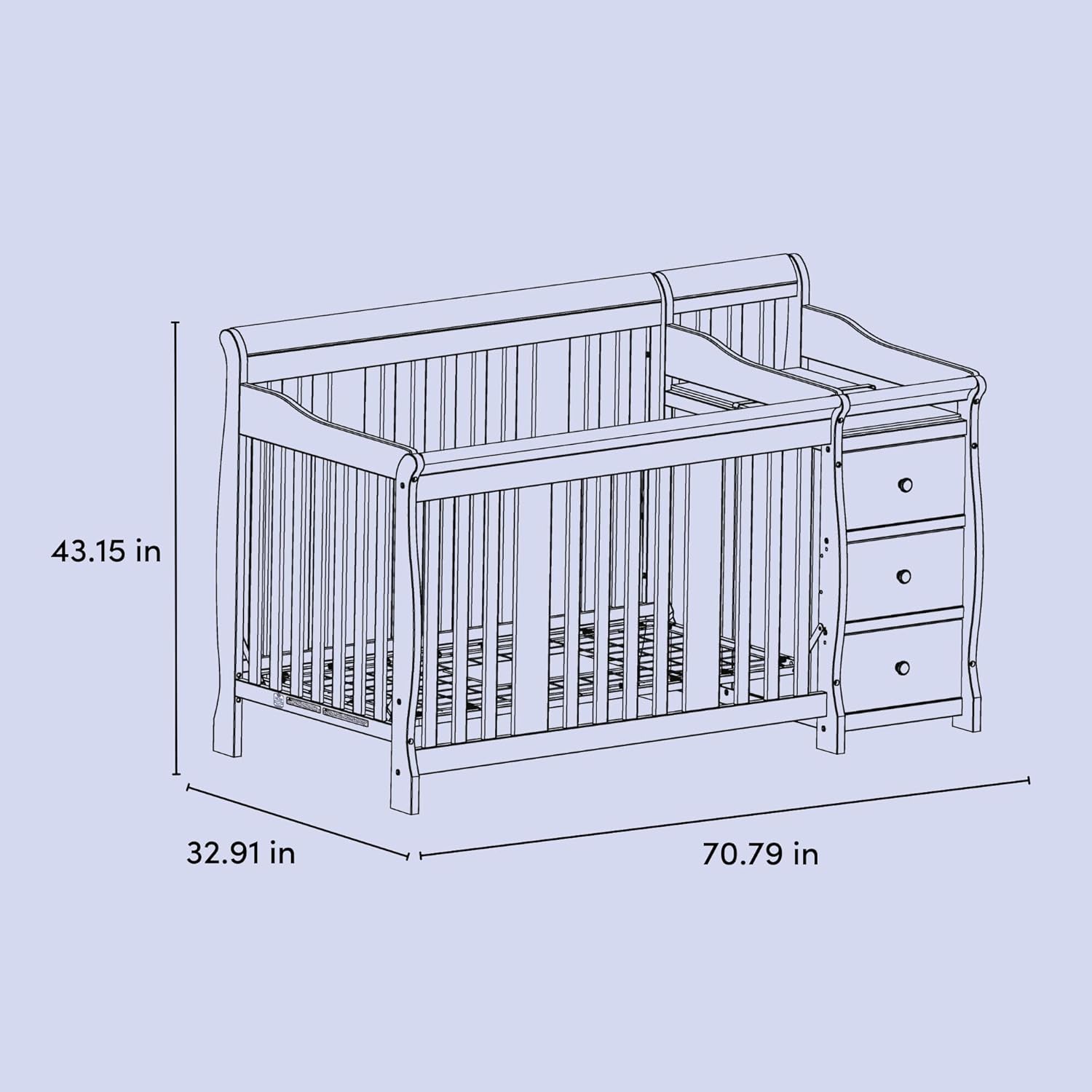 STORKCRAFT Portofino 4 In 1 Fixed Side Convertible Crib Changer, Gray STORKCRAFT Portofino 4 In 1 Fixed Side Convertible Crib Changer, Gray