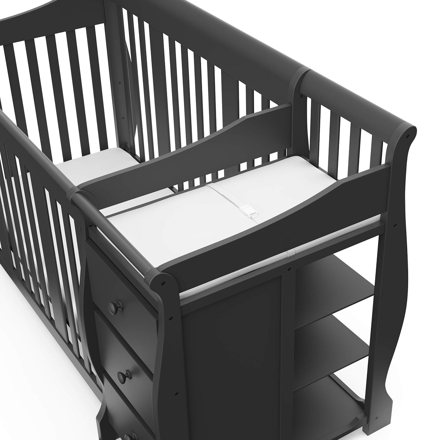 STORKCRAFT Portofino 4 In 1 Fixed Side Convertible Crib Changer, Gray STORKCRAFT Portofino 4 In 1 Fixed Side Convertible Crib Changer, Gray