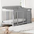 Storkcraft Portofino All-in-One Convertible Crib & Changer (Pebble Gray) – GREENGUARD Gold Certified, Fits Standard Crib Mattress, Converts to Toddler Bed and Full Bed, 4 Adjustable Mattress Heights
