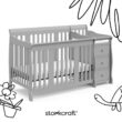 Storkcraft Portofino All-in-One Convertible Crib & Changer (Pebble Gray) – GREENGUARD Gold Certified, Fits Standard Crib Mattress, Converts to Toddler Bed and Full Bed, 4 Adjustable Mattress Heights