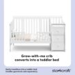 Storkcraft Portofino All-in-One Convertible Crib & Changer (White) – GREENGUARD Gold Certified, Fits Standard Crib Mattress, Converts to Toddler Bed and Full Bed, 4 Adjustable Mattress Heights