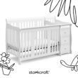 Storkcraft Portofino All-in-One Convertible Crib & Changer (White) – GREENGUARD Gold Certified, Fits Standard Crib Mattress, Converts to Toddler Bed and Full Bed, 4 Adjustable Mattress Heights