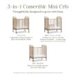 NAMESAKE Abigail 3-in-1 Portable Baby Crib with Wheels - Metal Baby Bed w/ 4 Adjustable Mattress Heights, for Small Spaces - Gold NAMESAKE Abigail 3-in-1 Portable Baby Crib with Wheels - GREENGUARD Gold Certified Convertible Crib to Toddler Bed & Daybed - Metal Baby Bed w/ 4 Adjustable Mattress Heights, for Small Spaces - Gold