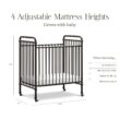 NAMESAKE Abigail 3-in-1 Convertible Mini Metal Crib in Vintage Iron, Greenguard Gold Certified