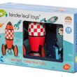 Tender Leaf Toys - Rocket Construction - 18 Pc Wooden Construction Toy Playset Builds 3 Space Ships - Ages 3+