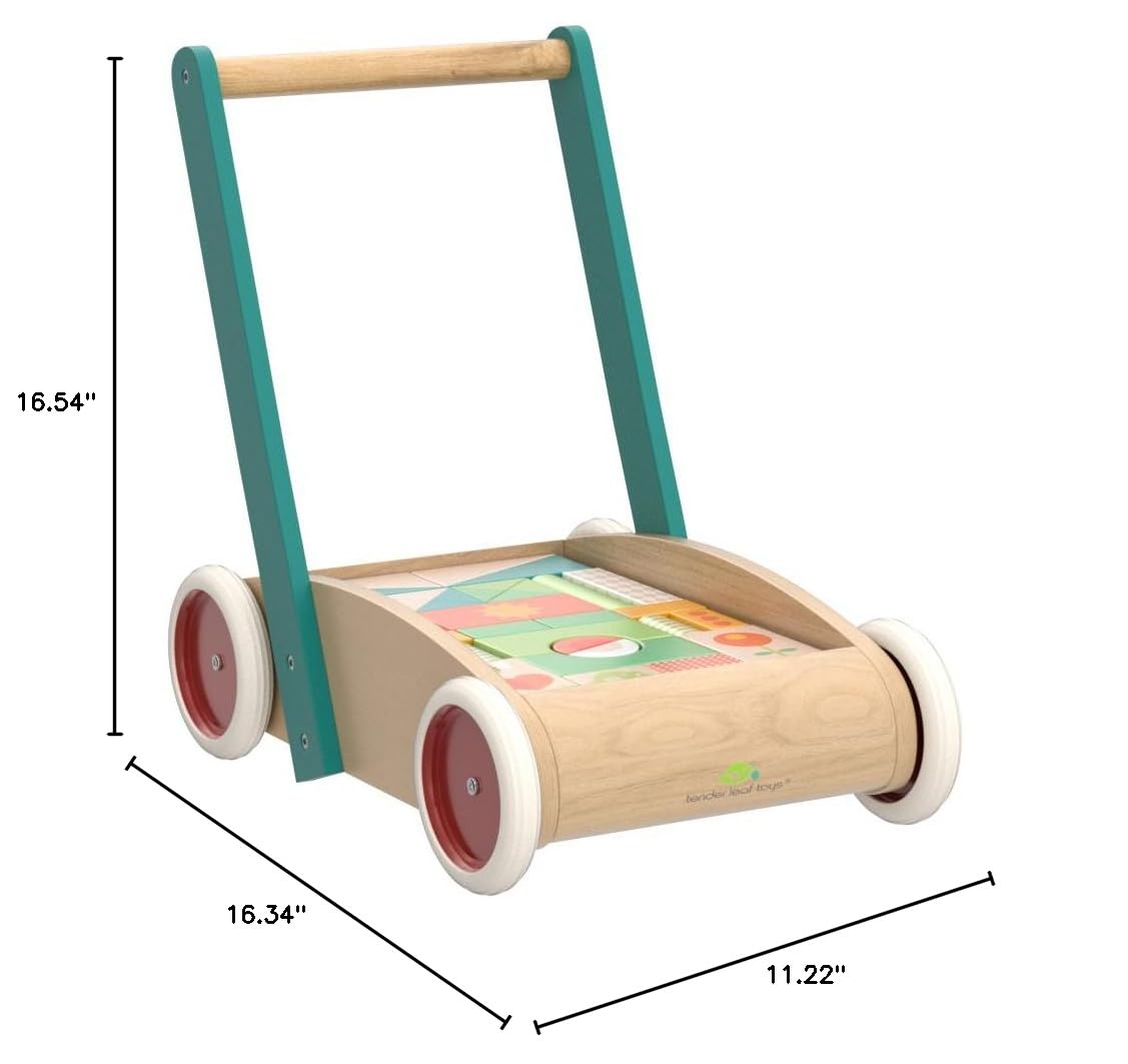 Tender Leaf Toys Baby Block Wooden Walker - Includes 29 Garden Themed Wooden Toy Blocks - 18 Month + Tender Leaf Toys Baby Block Wooden Walker - Includes 29 Garden Themed Wooden Toy Blocks - 18 Month + - Image 2