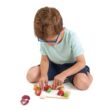 Tender Leaf Toys - Mini Chef Chopping Board - 16 Pcs Wooden Cutting Vegetable Toys with Knife - Age 3+