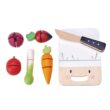 Tender Leaf Toys - Mini Chef Chopping Board - 16 Pcs Wooden Cutting Vegetable Toys with Knife - Age 3+