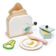 Tender Leaf Toys - Mini Chef Breakfast Toaster Set - 10 Pcs Classic Wooden Pop Up Toaster Toy for Pretend Cooking - Age 3+