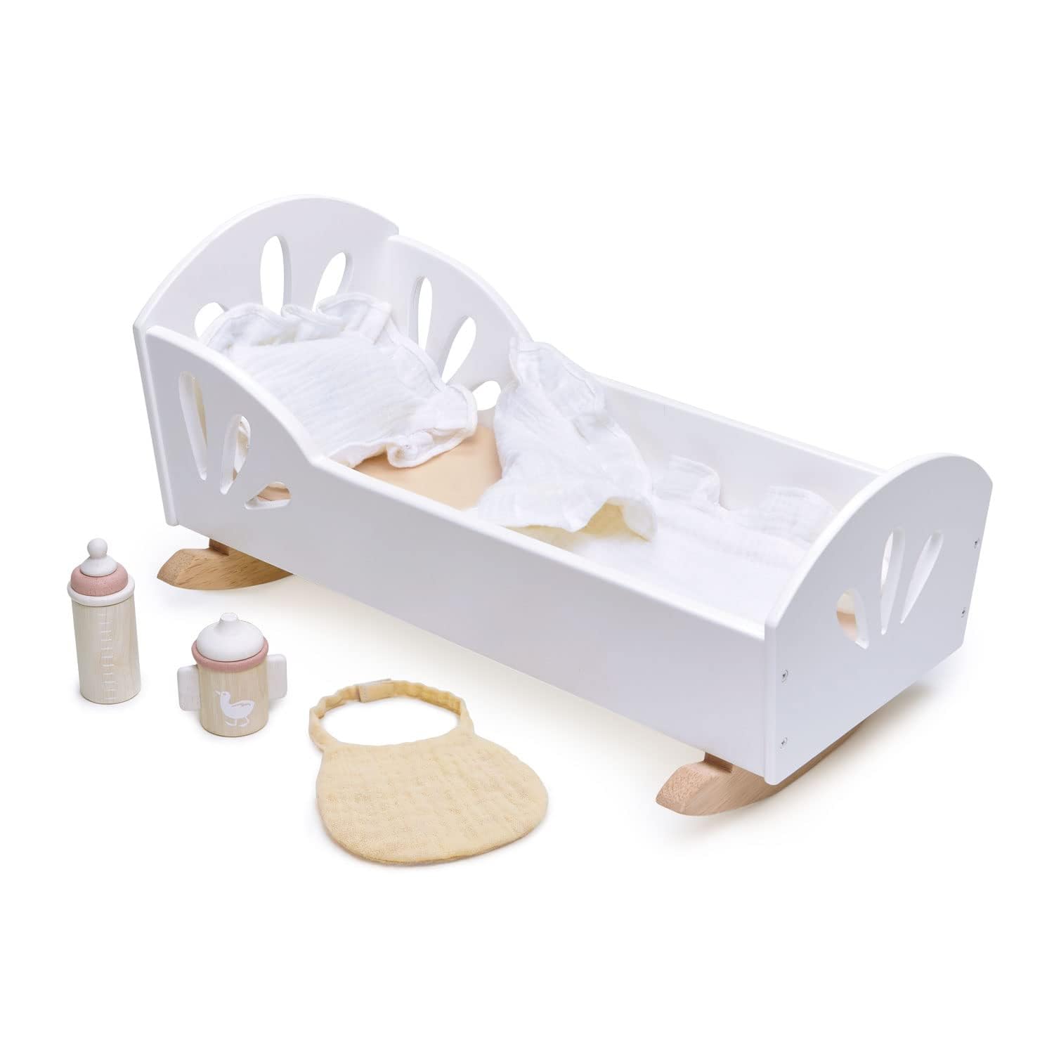 Tender Leaf Toys - Sweet Dreams Dolly Bed - Wooden Baby Doll Rocking Cradle with Bedding and Accessories - Age 18m+ Tender Leaf Toys - Sweet Dreams Dolly Bed - Wooden Baby Doll Rocking Cradle with Bedding and Accessories - Age 18m+