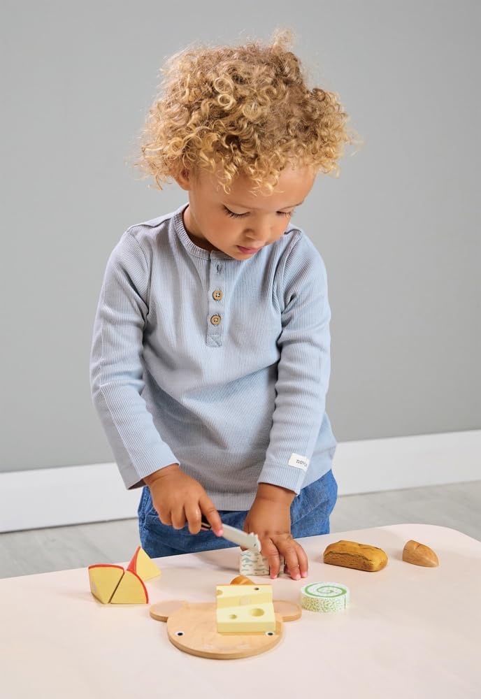 Tender Leaf Toys Cheese Chopping Board, Wooden Play Food Set with 4 Choppable Cheeses, Baguette, Wood Knife and Illustrated Board - Age 2+ Tender Leaf Toys Cheese Chopping Board, Wooden Play Food Set with 4 Choppable Cheeses, Baguette, Wood Knife and Illustrated Board - Age 2+ - Image 7