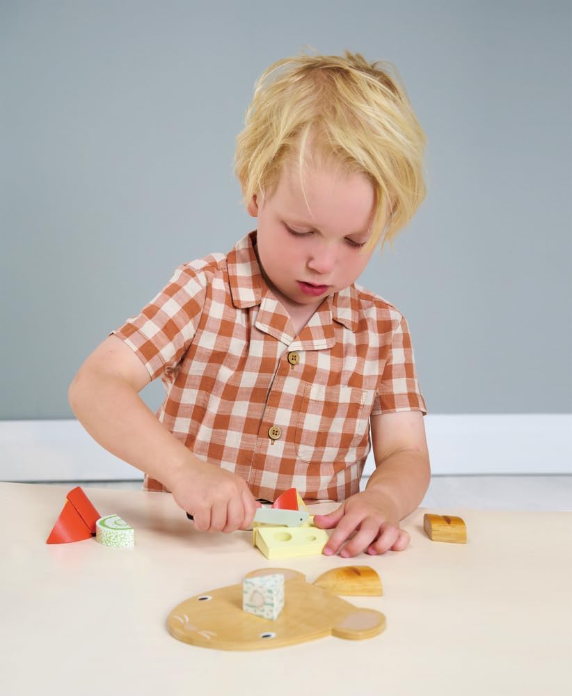 Tender Leaf Toys Cheese Chopping Board, Wooden Play Food Set with 4 Choppable Cheeses, Baguette, Wood Knife and Illustrated Board - Age 2+ Tender Leaf Toys Cheese Chopping Board, Wooden Play Food Set with 4 Choppable Cheeses, Baguette, Wood Knife and Illustrated Board - Age 2+ - Image 8
