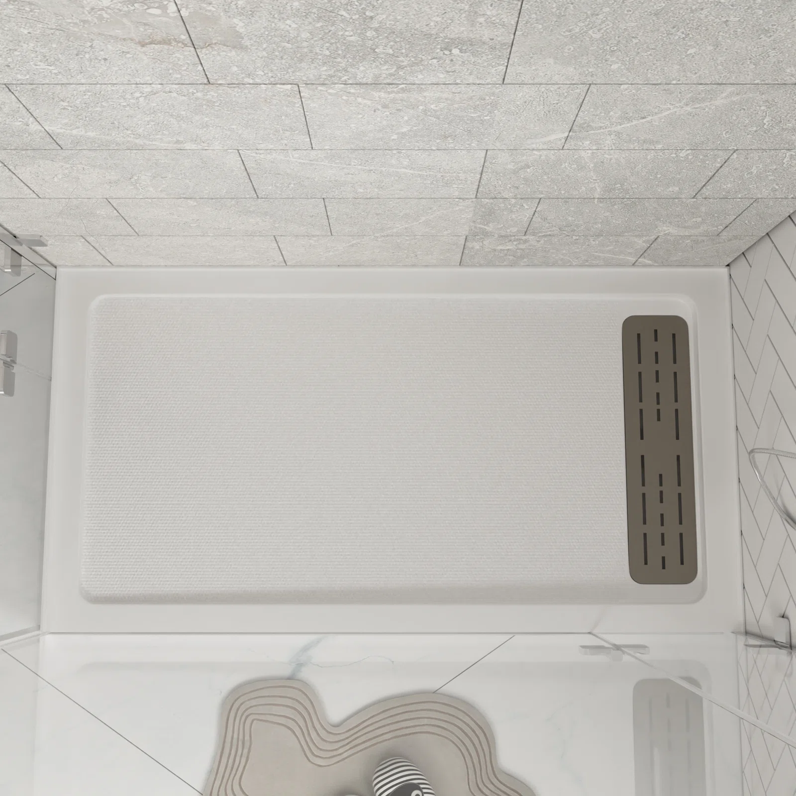 DeerValley 60" x 32" White Shower Base with Drain Assembly and Drain Cover Included, Non-slip Shower Pan, Right DeerValley 60" x 32" White Shower Base with Drain Assembly and Drain Cover Included, Non-slip Shower Pan, Right
