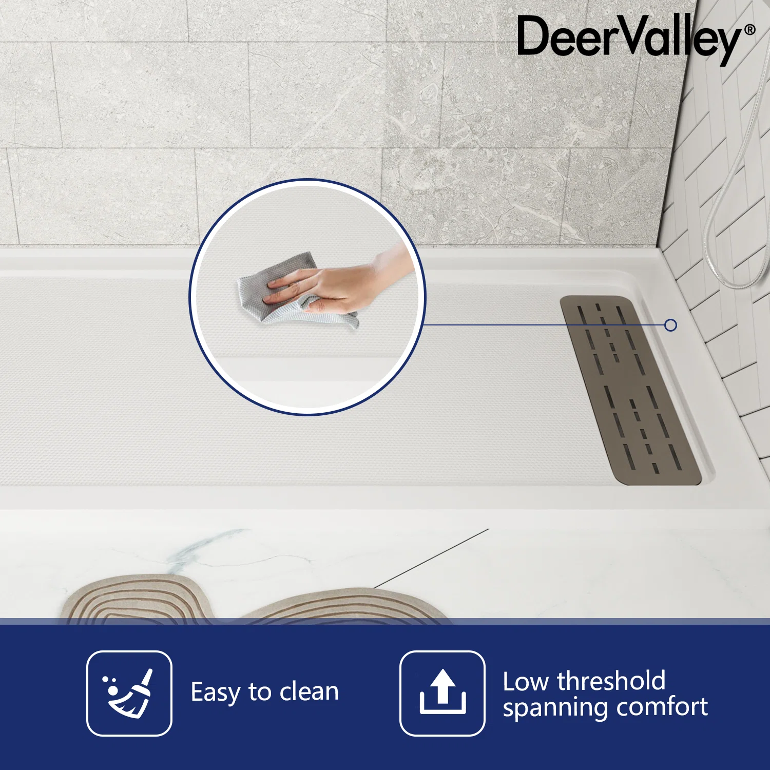 DeerValley 60" x 32" White Shower Base with Drain Assembly and Drain Cover Included, Non-slip Shower Pan, Right DeerValley 60" x 32" White Shower Base with Drain Assembly and Drain Cover Included, Non-slip Shower Pan, Right - Image 8