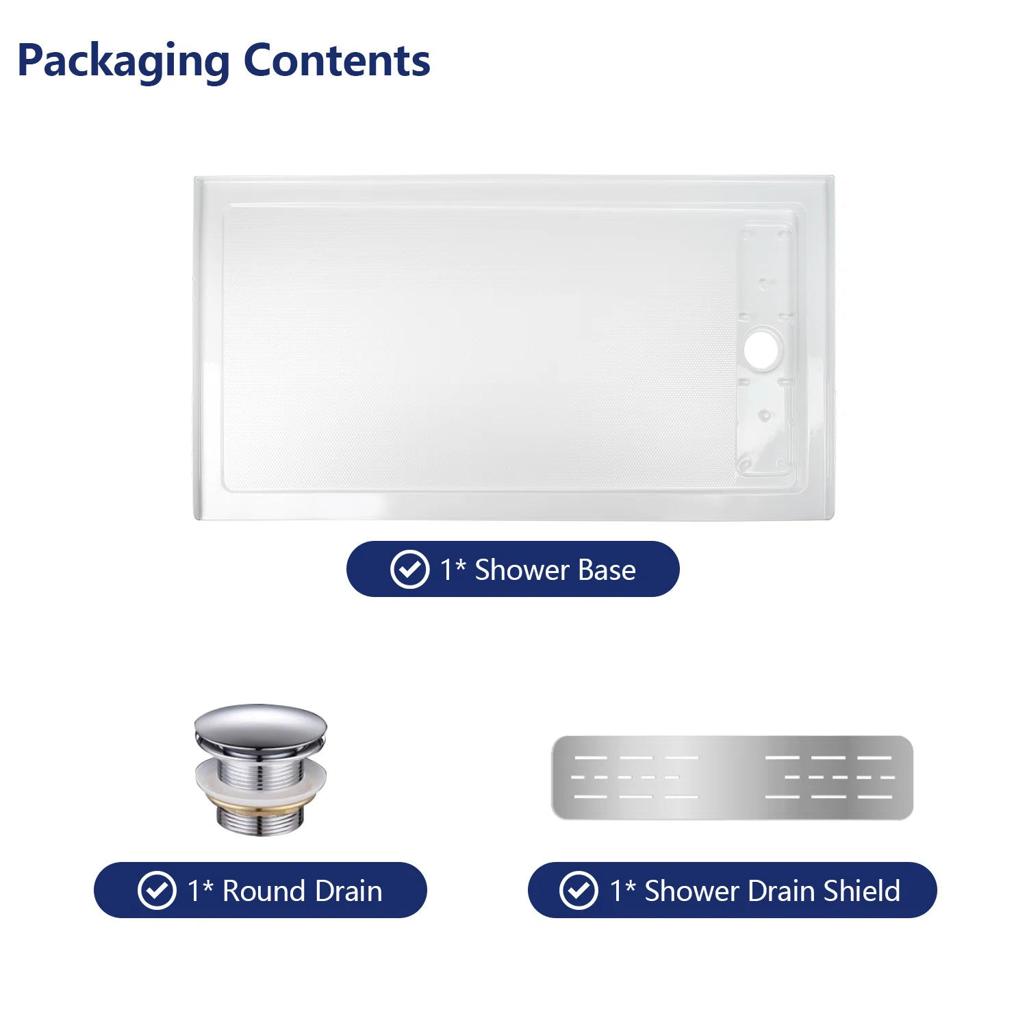 DeerValley 60" x 32" White Shower Base with Drain Assembly and Drain Cover Included, Non-slip Shower Pan, Right DeerValley 60" x 32" White Shower Base with Drain Assembly and Drain Cover Included, Non-slip Shower Pan, Right - Image 7