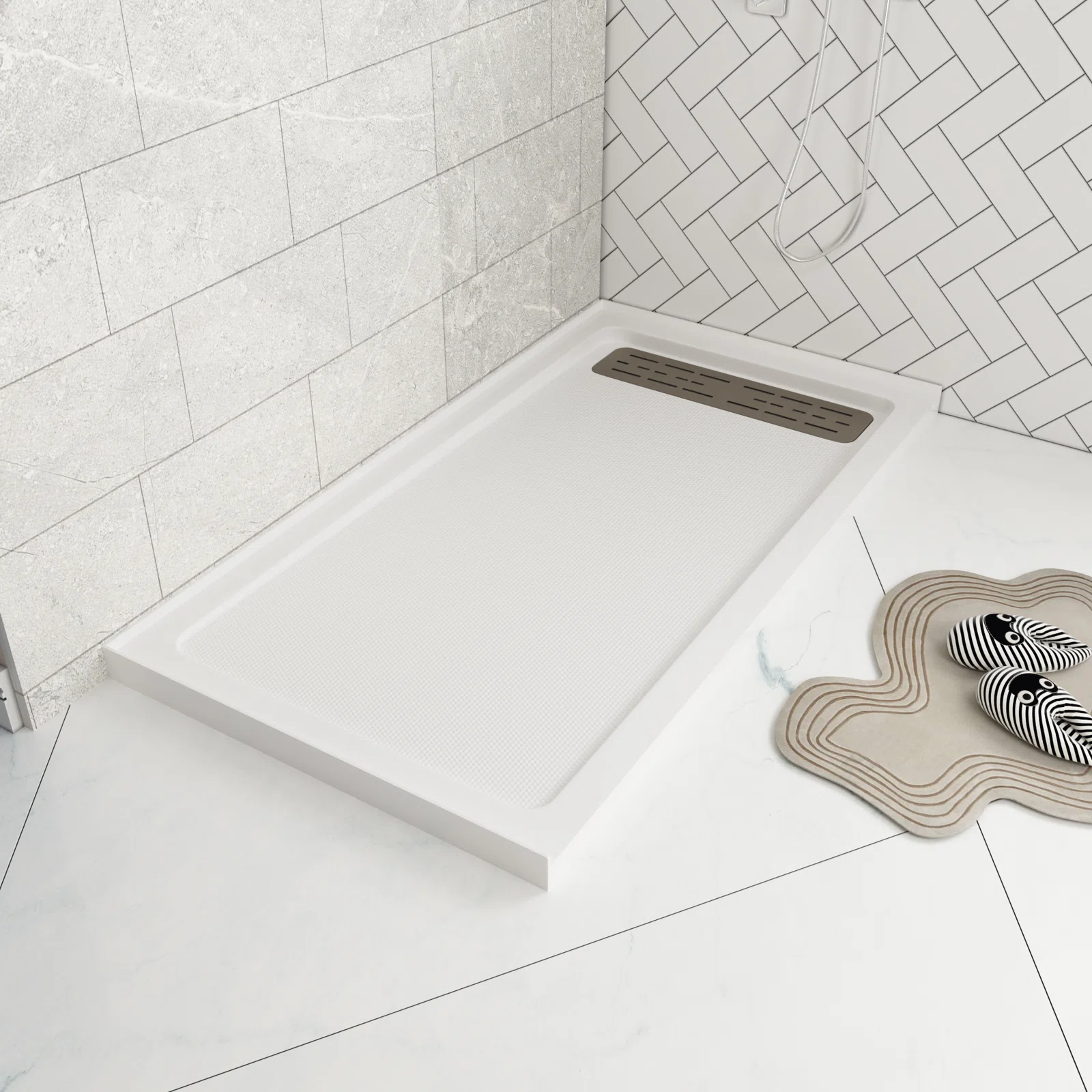 DeerValley 60" x 32" White Shower Base with Drain Assembly and Drain Cover Included, Non-slip Shower Pan, Right DeerValley 60" x 32" White Shower Base with Drain Assembly and Drain Cover Included, Non-slip Shower Pan, Right - Image 4