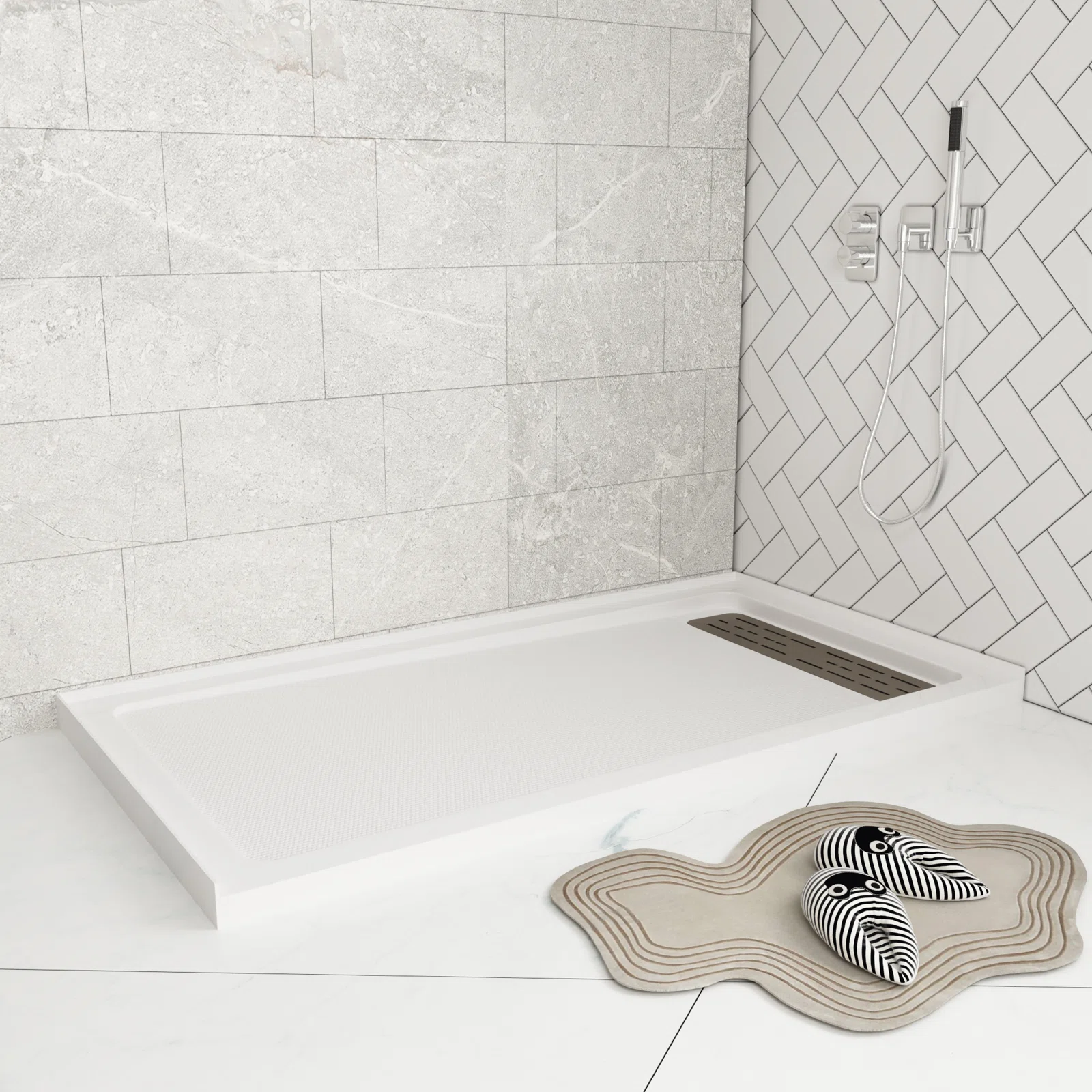 DeerValley 60" x 32" White Shower Base with Drain Assembly and Drain Cover Included, Non-slip Shower Pan, Right DeerValley 60" x 32" White Shower Base with Drain Assembly and Drain Cover Included, Non-slip Shower Pan, Right - Image 2