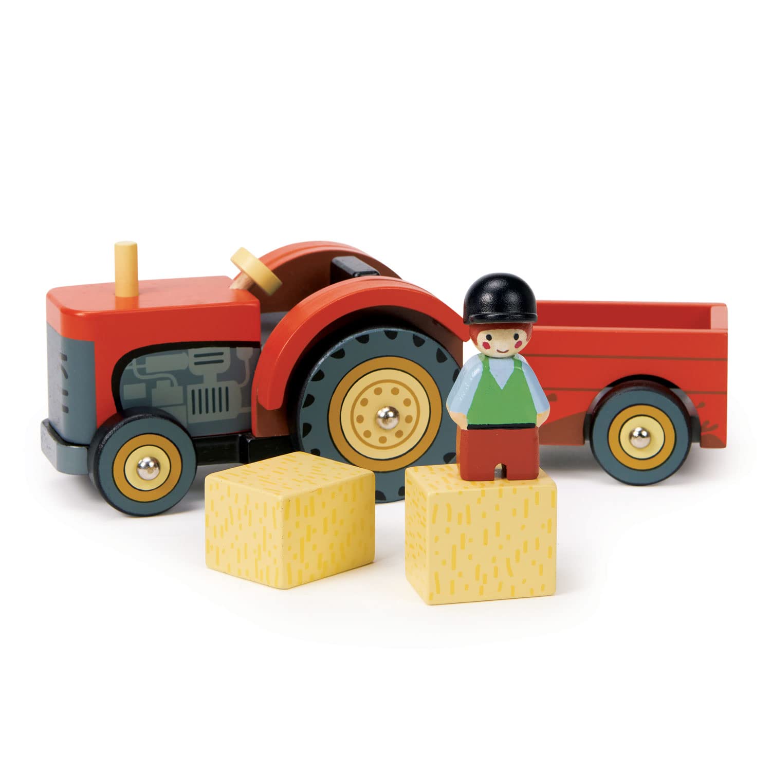 Tender Leaf Toys - Farmyard Tractor - Wooden Tractor Toy with Removeable Trailer, Animals and Accessories - Age 18m+ Tender Leaf Toys - Farmyard Tractor - Wooden Tractor Toy with Removeable Trailer, Animals and Accessories - Age 18m+ - Image 4