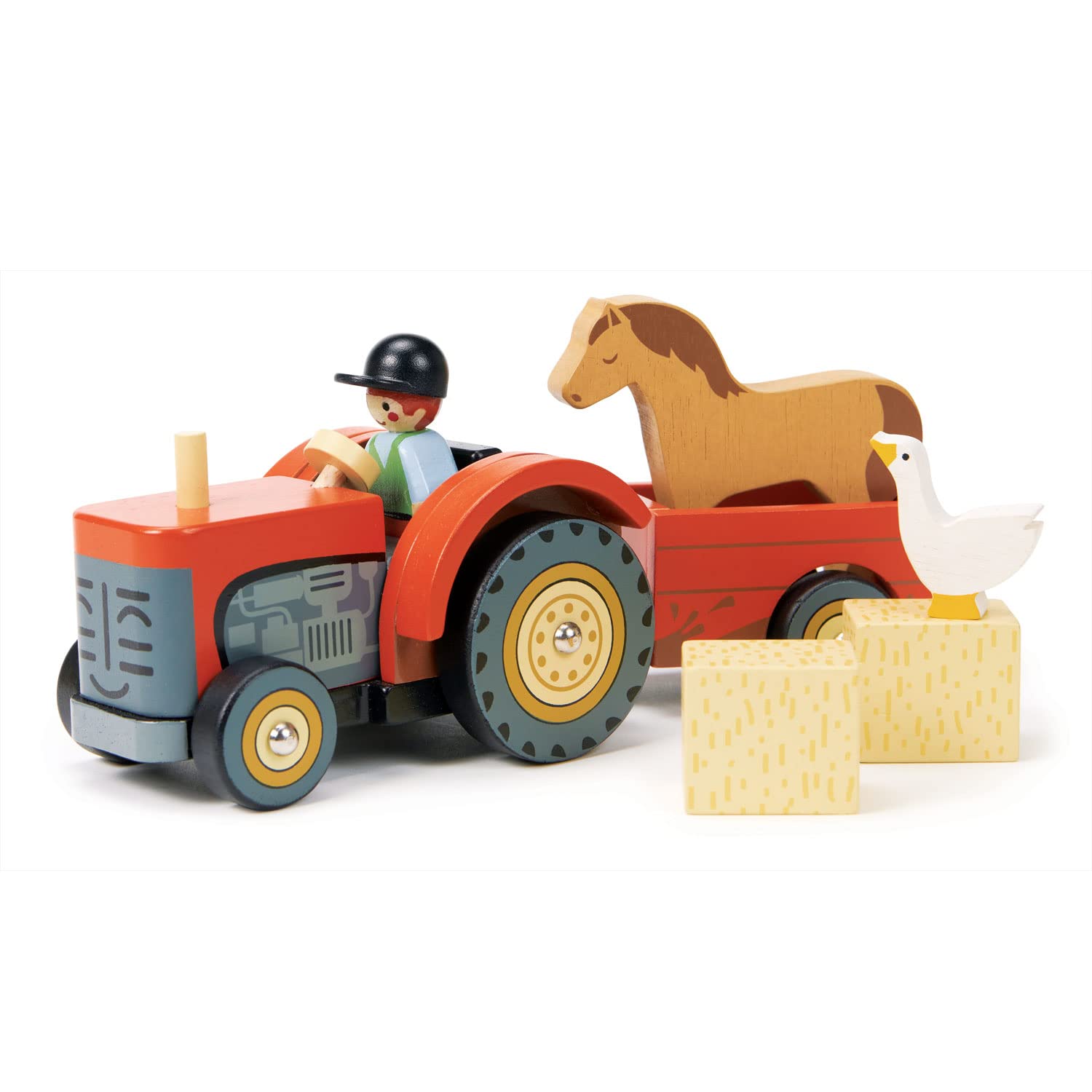 Tender Leaf Toys - Farmyard Tractor - Wooden Tractor Toy with Removeable Trailer, Animals and Accessories - Age 18m+ Tender Leaf Toys - Farmyard Tractor - Wooden Tractor Toy with Removeable Trailer, Animals and Accessories - Age 18m+ - Image 5