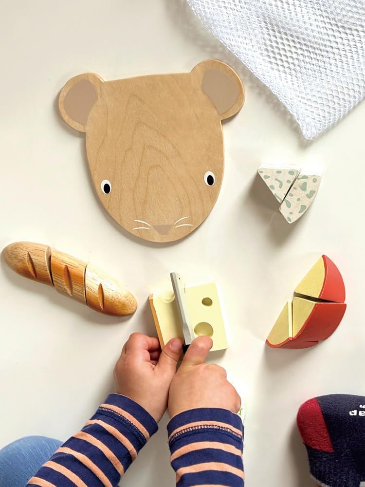 Tender Leaf Toys Cheese Chopping Board, Wooden Play Food Set with 4 Choppable Cheeses, Baguette, Wood Knife and Illustrated Board - Age 2+ Tender Leaf Toys Cheese Chopping Board, Wooden Play Food Set with 4 Choppable Cheeses, Baguette, Wood Knife and Illustrated Board - Age 2+ - Image 3