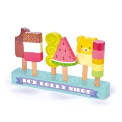 Tender Leaf Toys - Ice Lolly Shop - 13 Pieces Pretend Food Play Toy with 6 Wooden Popsicles Ice Cream Bars - Age 3+
