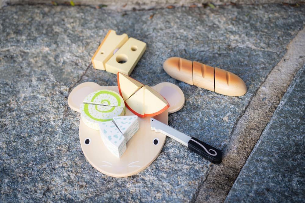 Tender Leaf Toys Cheese Chopping Board, Wooden Play Food Set with 4 Choppable Cheeses, Baguette, Wood Knife and Illustrated Board - Age 2+ Tender Leaf Toys Cheese Chopping Board, Wooden Play Food Set with 4 Choppable Cheeses, Baguette, Wood Knife and Illustrated Board - Age 2+ - Image 6
