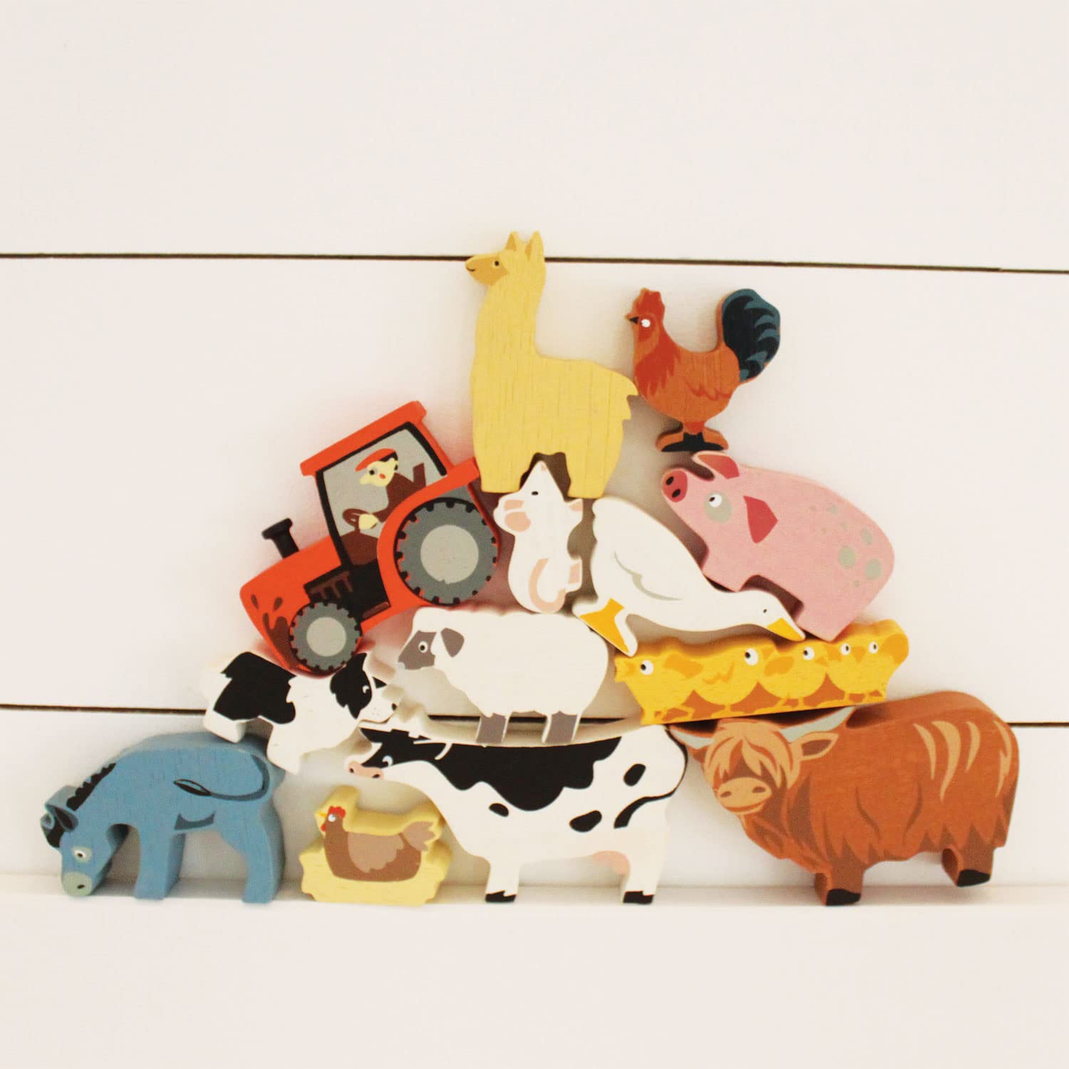 Tender Leaf Toys Farmyard Animals “ 13 Wooden Country Farm Figurines with a Display Shelf - Ages 3+ Years Tender Leaf Toys Farmyard Animals “ 13 Wooden Country Farm Figurines with a Display Shelf - Ages 3+ Years - Image 2