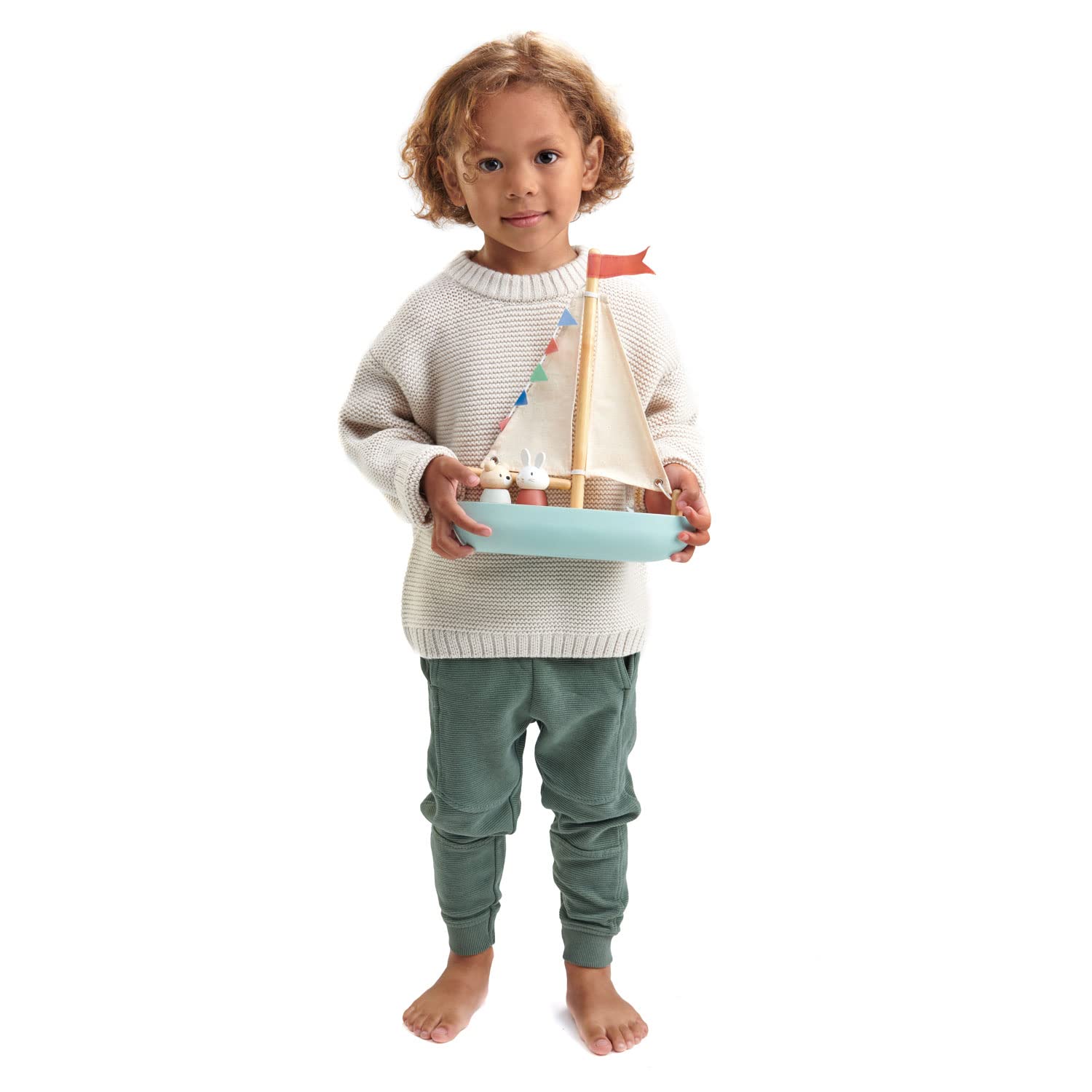 Tender Leaf Toys - Sailaway Boat - Educational Wooden Sailing Boat Play Set with 2 Animal Figures for Kids - Age 3+ Tender Leaf Toys - Sailaway Boat - Educational Wooden Sailing Boat Play Set with 2 Animal Figures for Kids - Age 3+ - Image 3