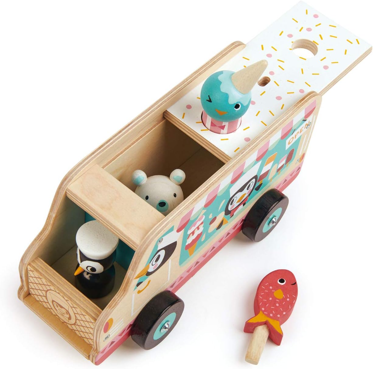 Tender Leaf Toys - Penguin’s Gelato Van - Food Truck Style Pretend Play, Ice Cream and Ice Lolly Wooden Vehicle - Age 18m+ Tender Leaf Toys - Penguin’s Gelato Van - Food Truck Style Pretend Play, Ice Cream and Ice Lolly Wooden Vehicle - Age 18m+ - Image 5