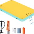Specraft Inflatable Floating Dock, Non-Slip Air Dock Platform loating Island Raft with Rope Ladder, Yellow+Mint Green
