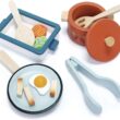 Tender Leaf Toys - Pots and Pans - 13 Pcs Wooden Pretend Cooking Playset, Play Kitchen Cookware Accessories Set for Kids - Age 3+