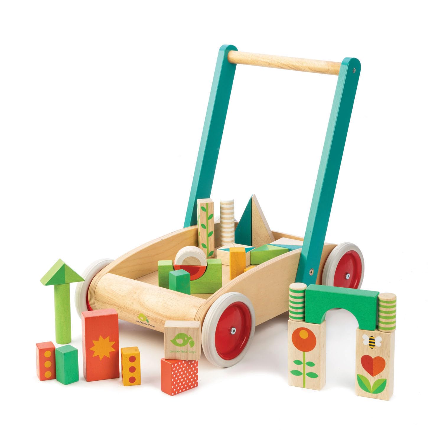 Tender Leaf Toys Baby Block Wooden Walker - Includes 29 Garden Themed Wooden Toy Blocks - 18 Month + Tender Leaf Toys Baby Block Wooden Walker - Includes 29 Garden Themed Wooden Toy Blocks - 18 Month +