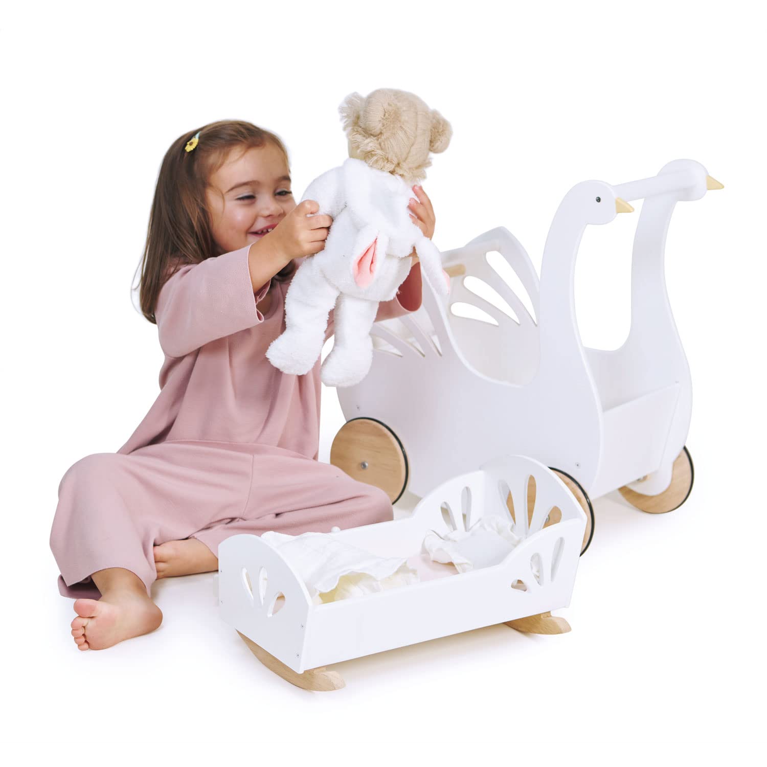 Tender Leaf Toys - Sweet Dreams Dolly Bed - Wooden Baby Doll Rocking Cradle with Bedding and Accessories - Age 18m+ Tender Leaf Toys - Sweet Dreams Dolly Bed - Wooden Baby Doll Rocking Cradle with Bedding and Accessories - Age 18m+ - Image 3
