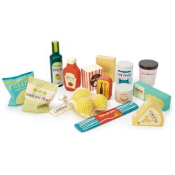 Tender Leaf Toys Supermarket Grocery Set - 17 Pcs Wooden Pretend Play Food Pack for Supermarket Roleplay Shopping Game - Age 3+