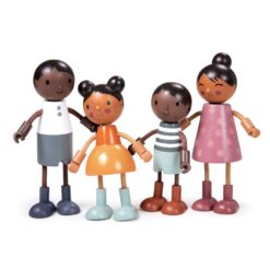 Tender Leaf Toys - Humming Bird Doll Family - Multicultural Wooden Dolls House Family Set with Flexible Arms and Legs - Age 3+