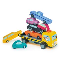 Tender Leaf Toys - Stacking Cars - 7 Wooden Stacking Toy Cars and a Wheeled Truck for Toddler Boys and Girls - Age 18m+