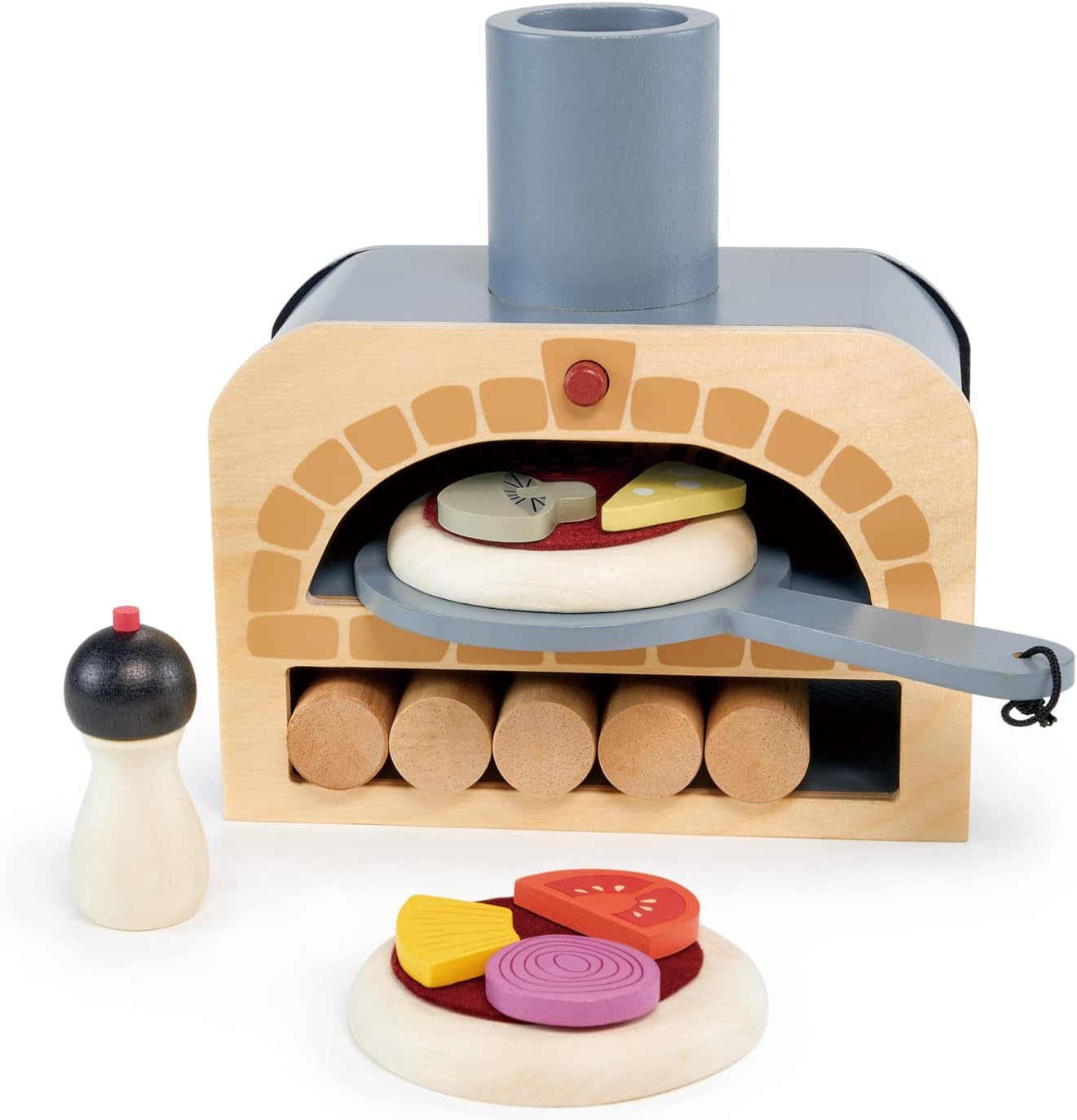 Tender Leaf Toys - Make Me a Pizza! - Pizza Toy Oven, 18 Piece Wooden Play Food Set - Develops Social - Age 3+ Tender Leaf Toys - Make Me a Pizza! - Pizza Toy Oven, 18 Piece Wooden Play Food Set - Develops Social - Age 3+ - Image 3